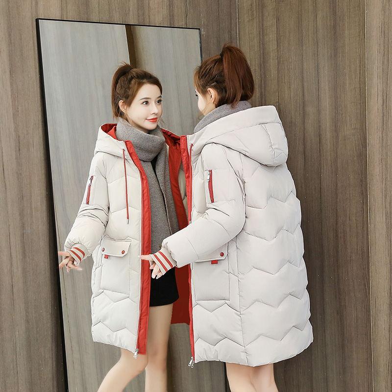 Winterjacke Damen Mäntel Lange Parkerjacke Damen Daunen Baumwolle Kapuzenmantel Dicke Warme Jacken Winddicht Casual Student Mantel XXXXL beige von Joom DACH