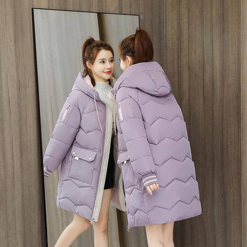 Winterjacke Damen Mäntel Lange Parkerjacke Damen Daunen Baumwolle Kapuzenmantel Dicke Warme Jacken Winddicht Casual Student Mantel XXXXL violett von Joom DACH