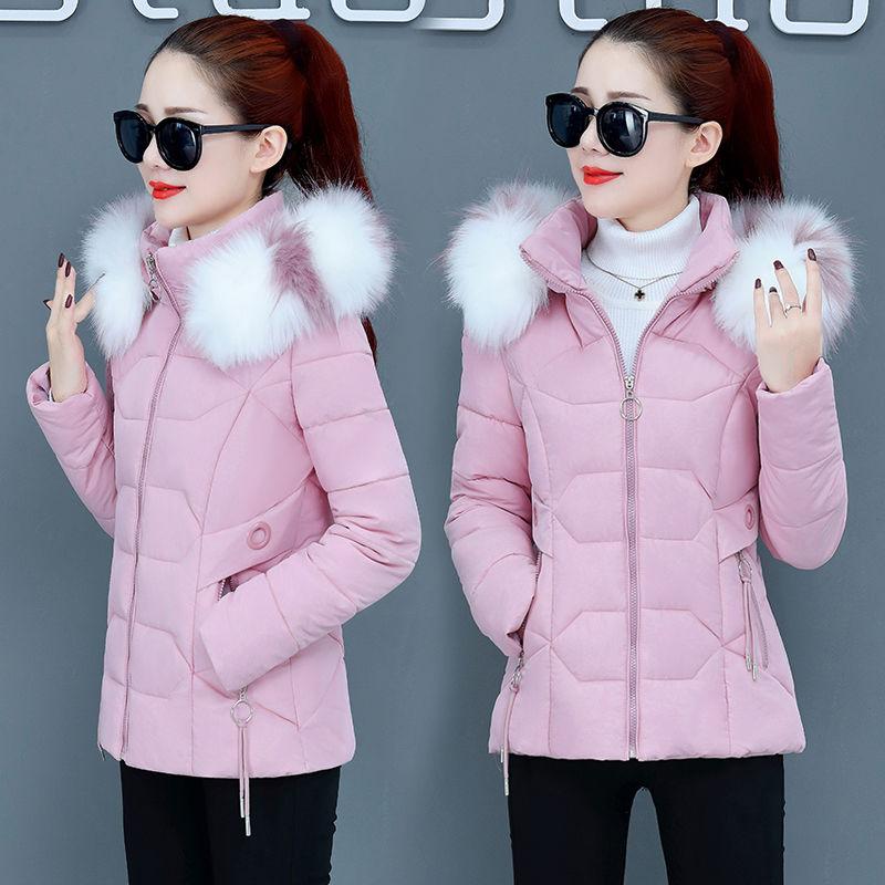 Winterjacke Damen Parkas Kunstpelzkragen Kapuzenjacke Damen Daunenjacke Parka Outwear Damenmantel XL rosa von Joom DACH