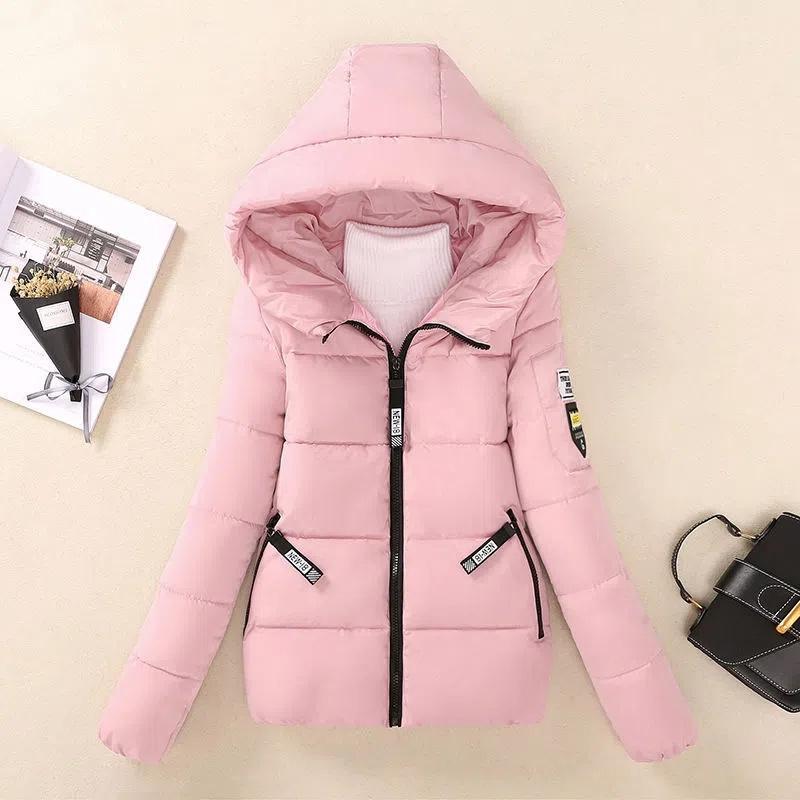 Winterjacke Damen Parkas mit Kapuze Kurzmäntel Damen Parka Warm Verdicken Jacke Koreanische Lose Baumwolle Gepolsterte Oberbekleidung XXL rosa von Joom DACH
