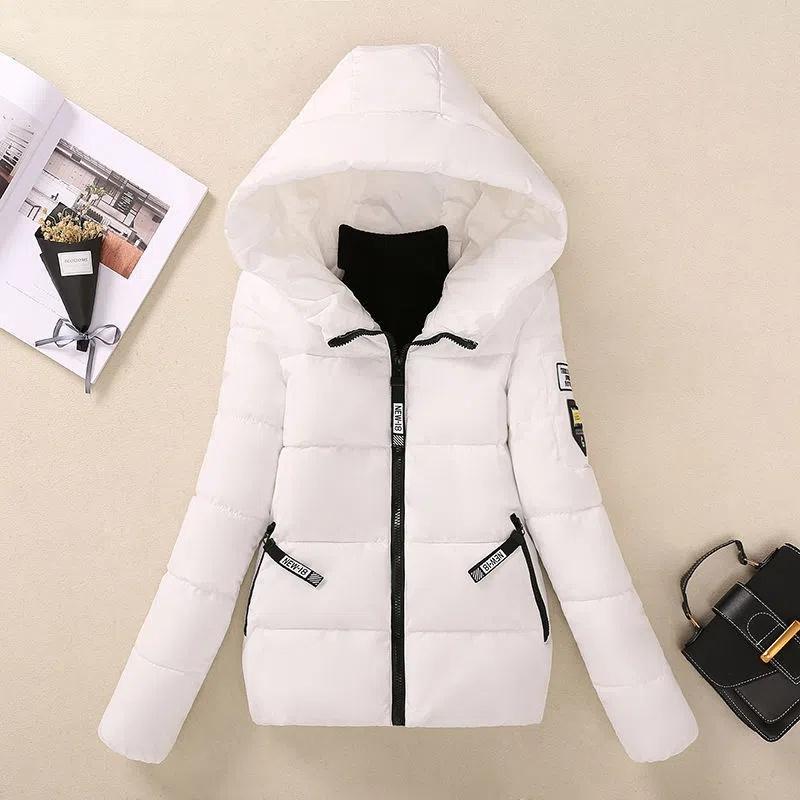 Winterjacke Damen Parkas mit Kapuze Kurzmäntel Damen Parka Warm Verdicken Jacke Koreanische Lose Baumwolle Gepolsterte Oberbekleidung XXXL weiß von Joom DACH