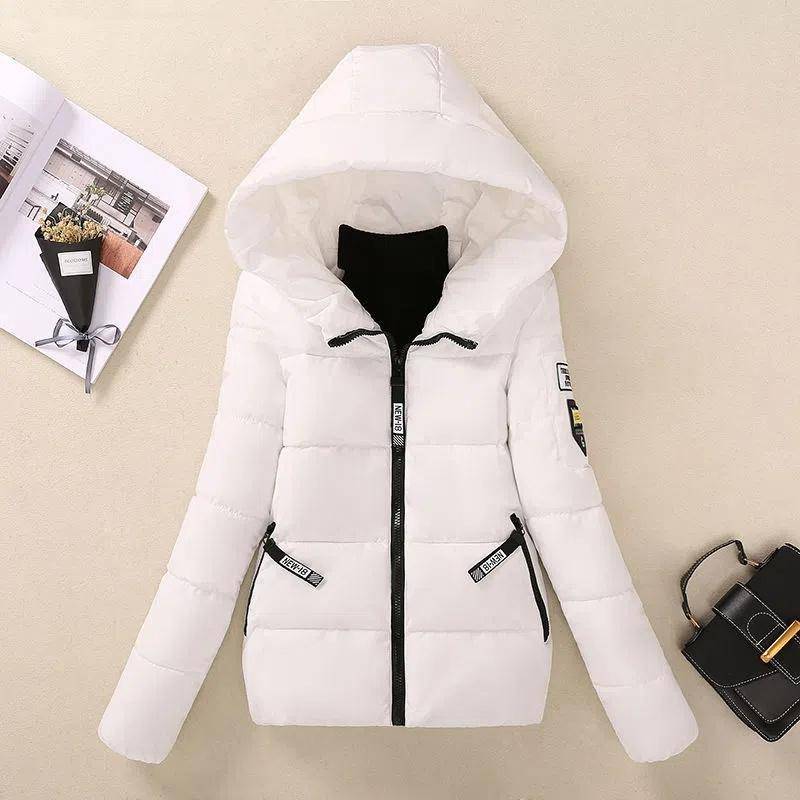 Winterjacke Damen Parkas mit Kapuze Kurzmäntel Damen Parka Warm Verdicken Jacke Koreanische Lose Baumwolle Gepolsterte Oberbekleidung XXXL weiß von Joom DACH