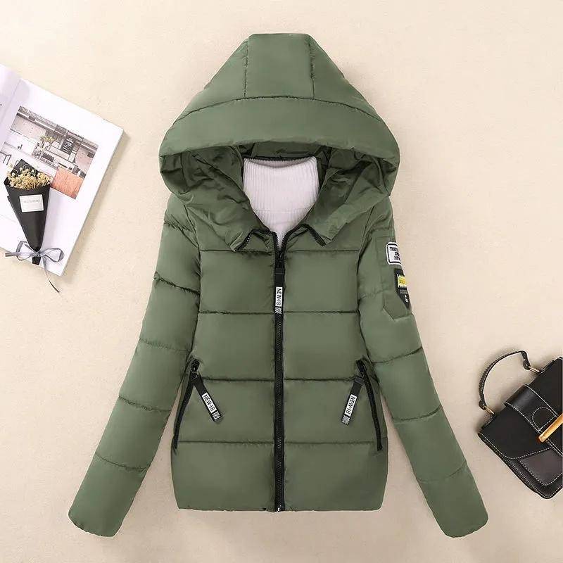 Winterjacke Damen Parkas mit Kapuze Kurzmäntel Damen Parka Warm Verdicken Jacke Koreanische Lose Baumwolle Gepolsterte Oberbekleidung XXXXL dunkelgrüne von Joom DACH