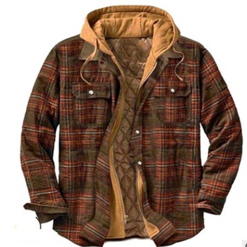 Winterjacke Herren Herren Jacken und Mäntel Mantel für Herren Mantel Hoodies Sweatshirt Plaid Check Hoody Baseball Sportswear Jacken für Herren L von Joom DACH