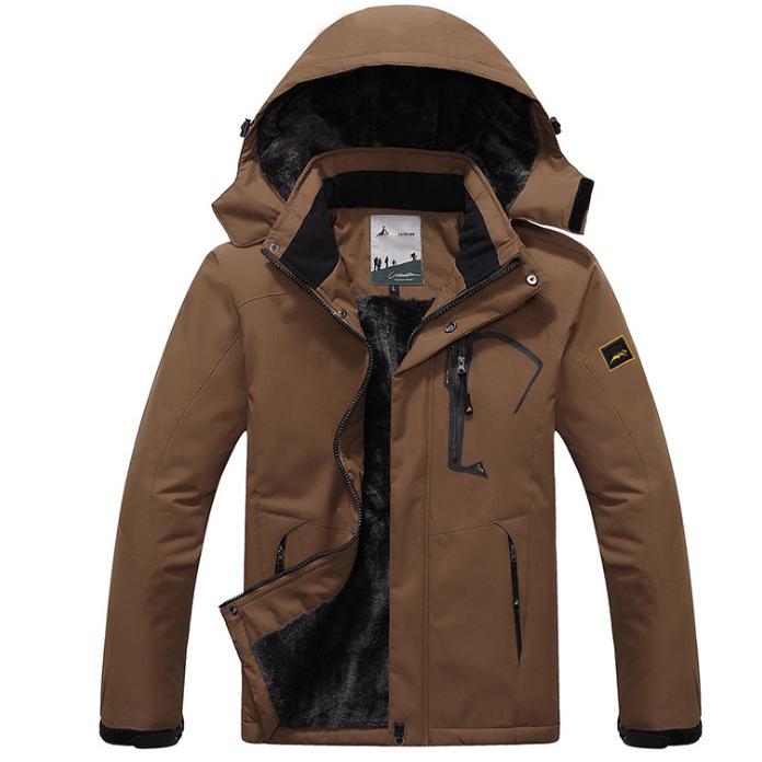 Winterjacke Herren Plus Samt Warm Wind Parka 6XL Plus Size Schwarz Kapuzen Wintermantel Herren. XXL kaffeebraun von Joom DACH
