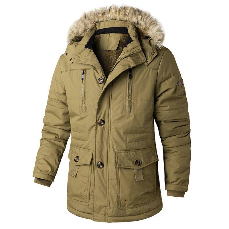 Winterjacke aus Baumwolle für Herren Große Herrenjacke aus Baumwolle mit Kapuze XXL von Joom DACH