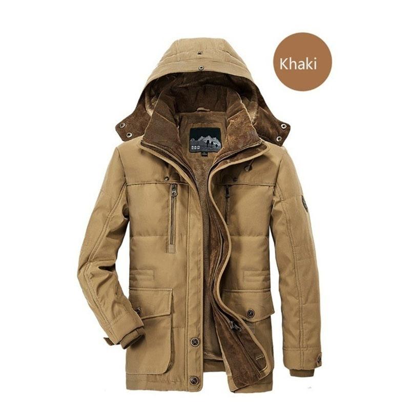 Winterjacke für Herren, modisch, warm, dick, Windjacke, Fleece, Baumwolle, Parkas, Militärmantel, Kleidung M khaki von Joom DACH