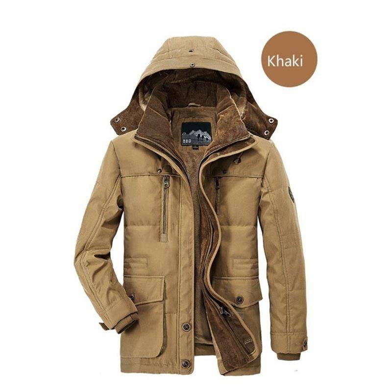 Winterjacke für Herren, modisch, warm, dick, Windjacke, Fleece, Baumwolle, Parkas, Militärmantel, Kleidung M khaki von Joom DACH