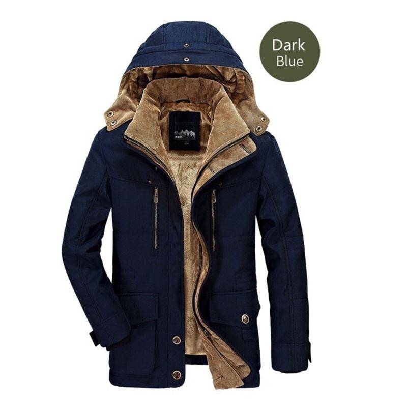 Winterjacke für Herren, modisch, warm, dick, Windjacke, Fleece, Baumwolle, Parkas, Militärmantel, Kleidung M von Joom DACH
