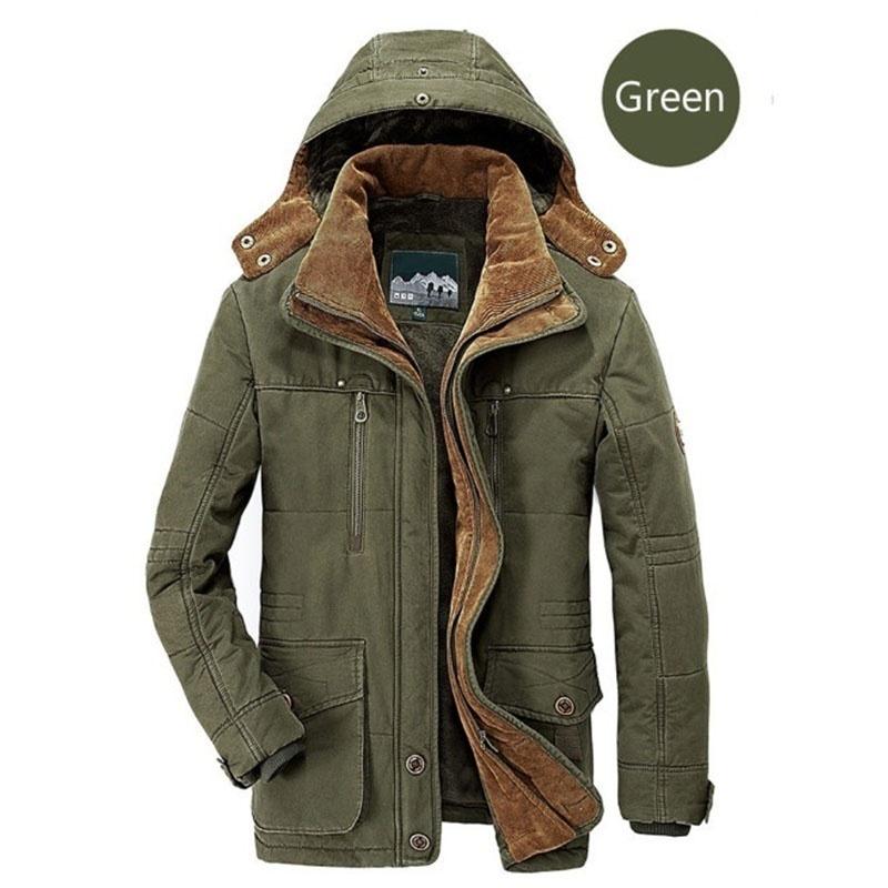 Winterjacke für Herren, modisch, warm, dick, Windjacke, Fleece, Baumwolle, Parkas, Militärmantel, Kleidung XXXL grün von Joom DACH