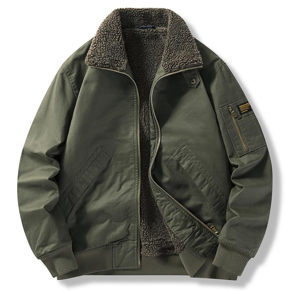 Winterjacke für Herren mit Revers, aus reiner Baumwolle und Samt, dicke, baumwollgefütterte Jacke für Herren, lockere, große Baumwolljacke XL von Joom DACH