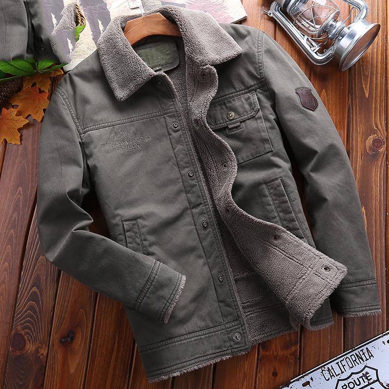 Winterjacke für Herren mittleren Alters aus reiner Baumwolle und samtverdicktem Baumwollmantel für Herren, lockere, große Baumwolljacke 5XL von Joom DACH