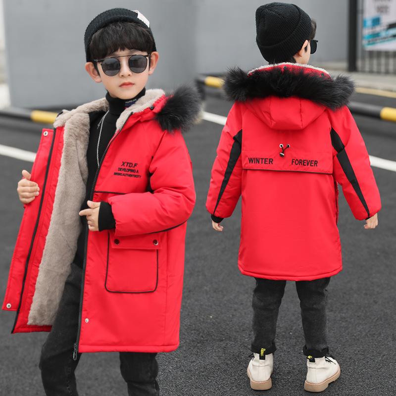 Winterjacke mit Daunenfüllung für Jungen, mittellange Steppjacke für Kinder, dicke Steppjacke aus Samt 150 rot Winterjacke mit Daunenfüllung für Jungen, mittellange Steppjacke für Kinder, dicke Steppjacke aus Samt 150 rot von Joom DACH