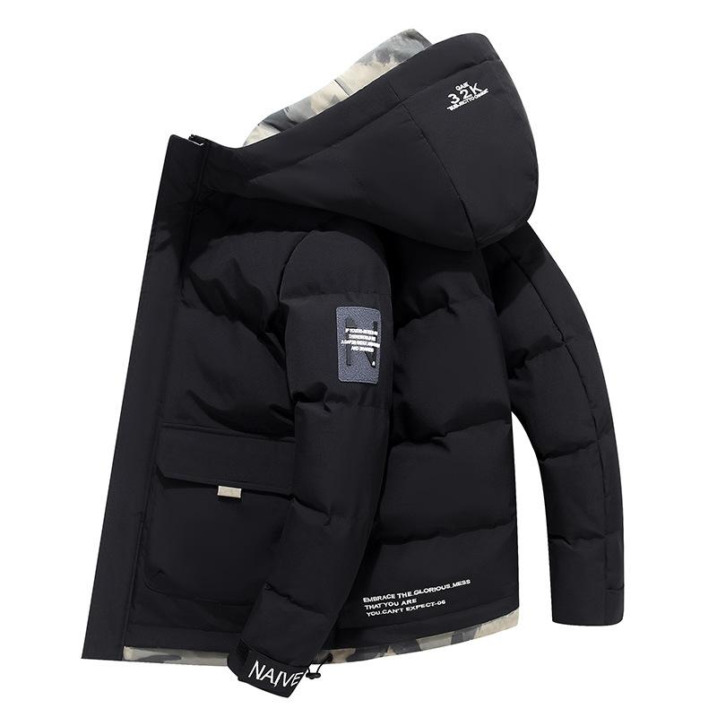 Winterjacke mit Kapuze aus Baumwolle, verdickte warme Daunenjacke für Herren 4XL schwarz von Joom DACH