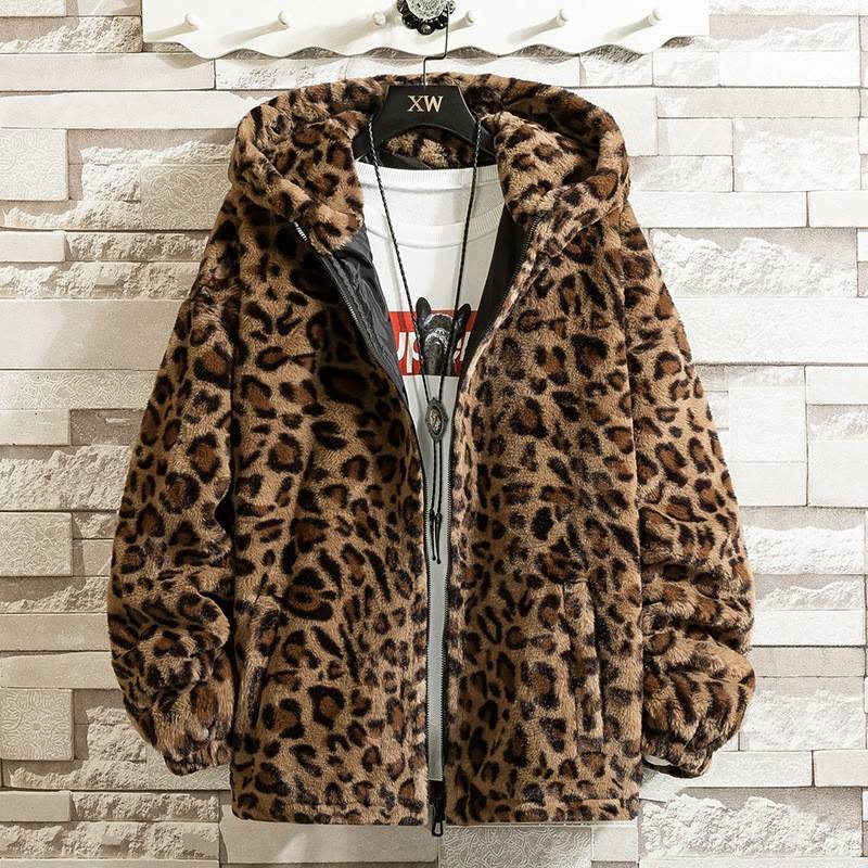 Winterjacke mit Leopardenmuster, lockere, bequeme, wattierte Jacke, modische Herren- und Damenjacke für den Herbst XXL von Joom DACH
