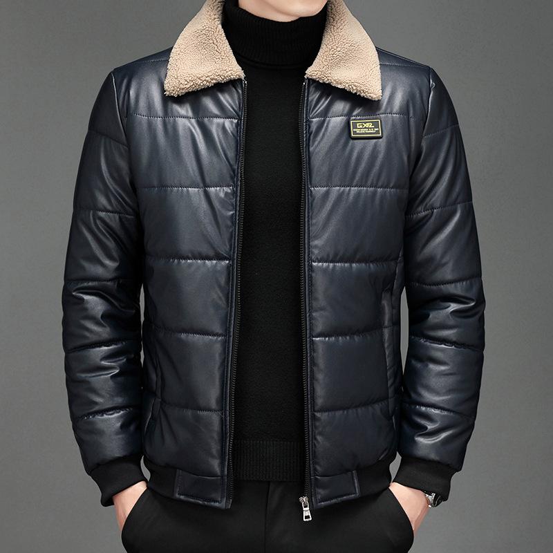 Winterkleidung, Baumwollmantel für Herren, Baumwollmantel aus dickem Leder mit Revers für Jungen, warmer und wasserdichter Slim-Mantel im koreanischen Stil für Herren 3XL von Joom DACH