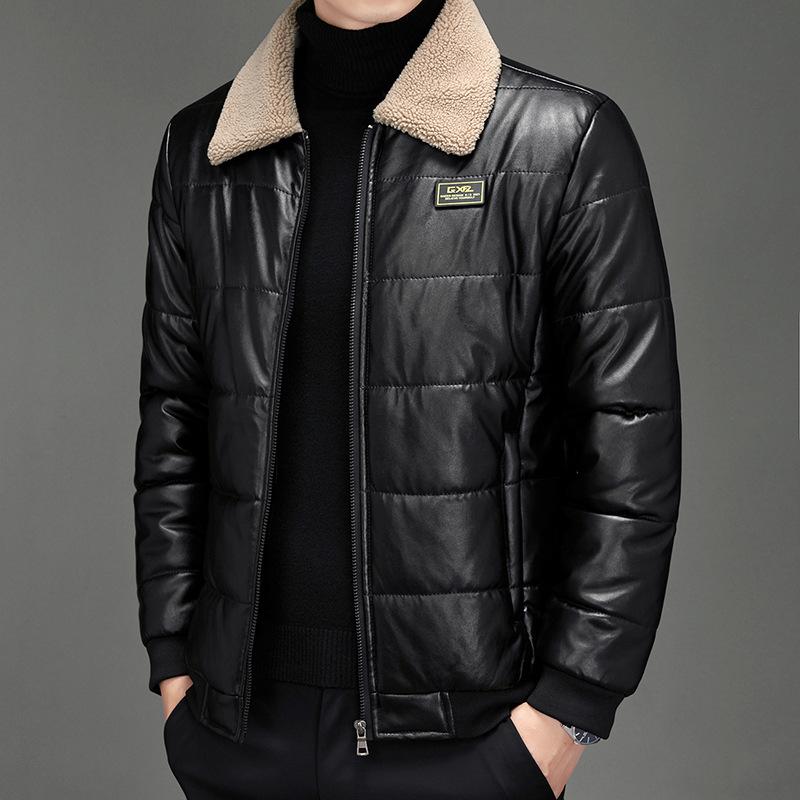 Winterkleidung, Baumwollmantel für Herren, Baumwollmantel aus dickem Leder mit Revers für Jungen, warmer und wasserdichter Slim-Mantel im koreanischen Stil für Herren M von Joom DACH