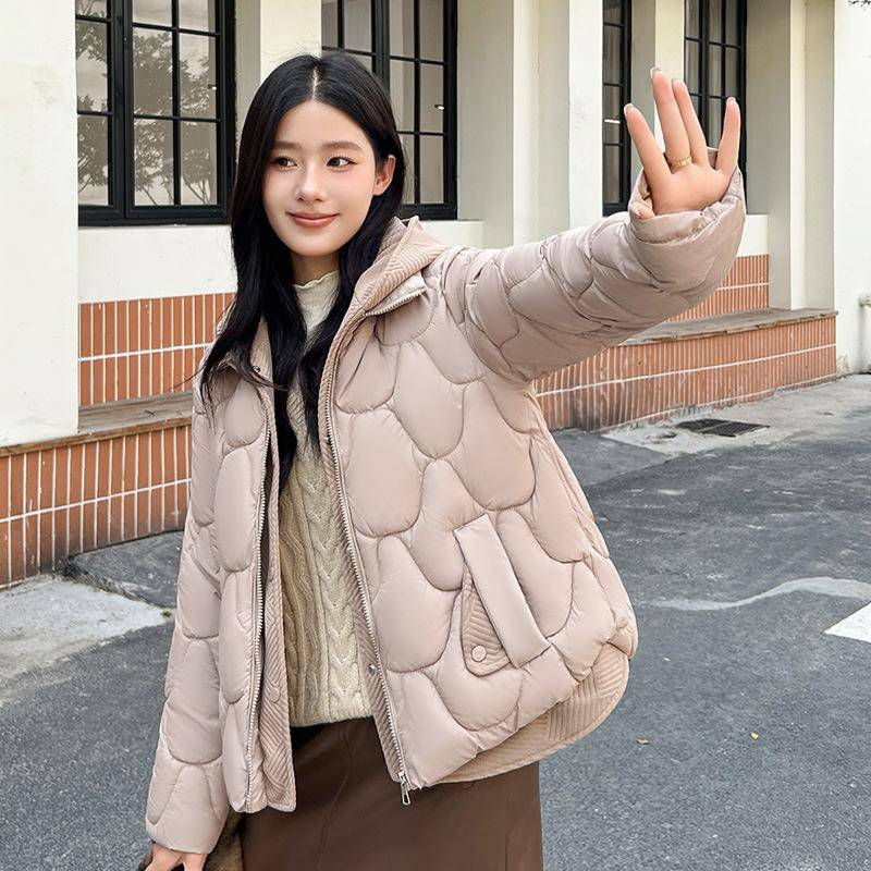 Winterkleidung Damen Jacken Mantel Kurze Parkas Gefälschte Zwei Gestrickte Kapuzen Daunen Baumwolle 2XL khaki von Joom DACH