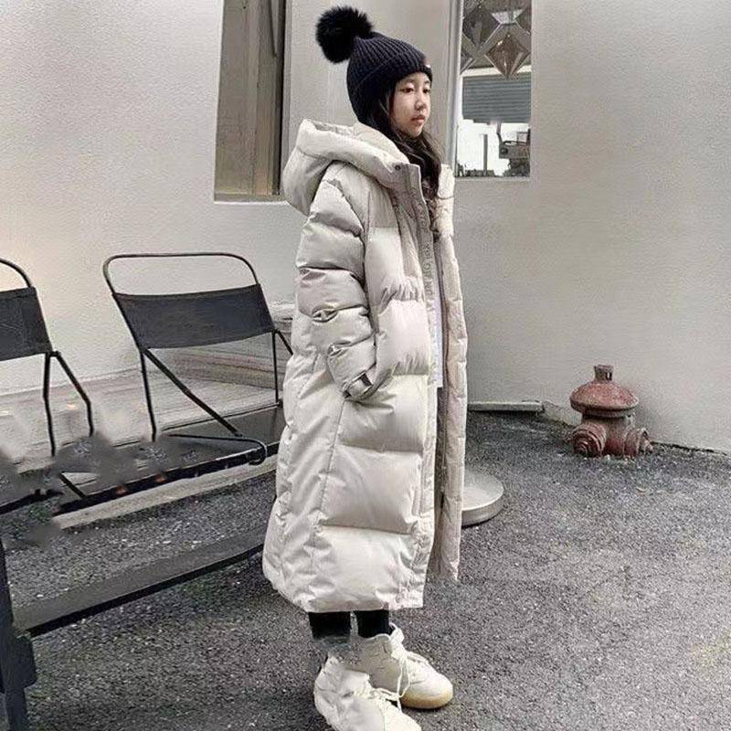 Winterkleidung Mädchen Dicke Warme Lange Parkas Mode Lässig Mit Kapuze Daunenjacken Kinder Oberbekleidung Kind Mäntel Mode 140cm weiß von Joom DACH