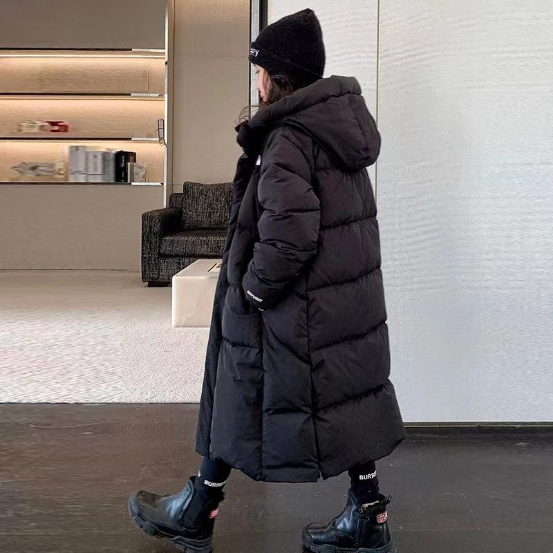 Winterkleidung Mädchen Dicke Warme Lange Parkas Mode Lässig Mit Kapuze Daunenjacken Kinder Oberbekleidung Kind Mäntel Mode 160cm schwarz von Joom DACH