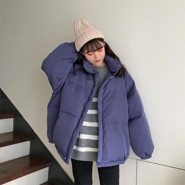 Winterkleidung aus Baumwolle für Damen, lockere und dicke, warme Jacke mit Stehkragen und Baumwolle gefütterte Jacke für Studenten M von Joom DACH