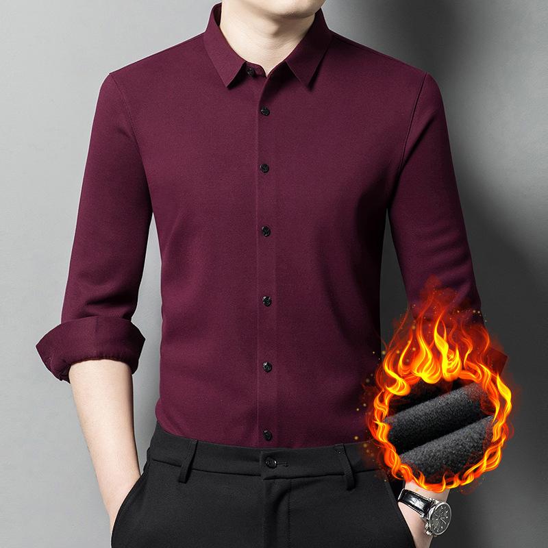 Winterliches Wollhemd aus Samt für Herren, modisches Poloshirt im koreanischen Stil für junge und mittlere Altersgruppen, einfarbig, warm, Freizeithemd für Herren XXXXL von Joom DACH