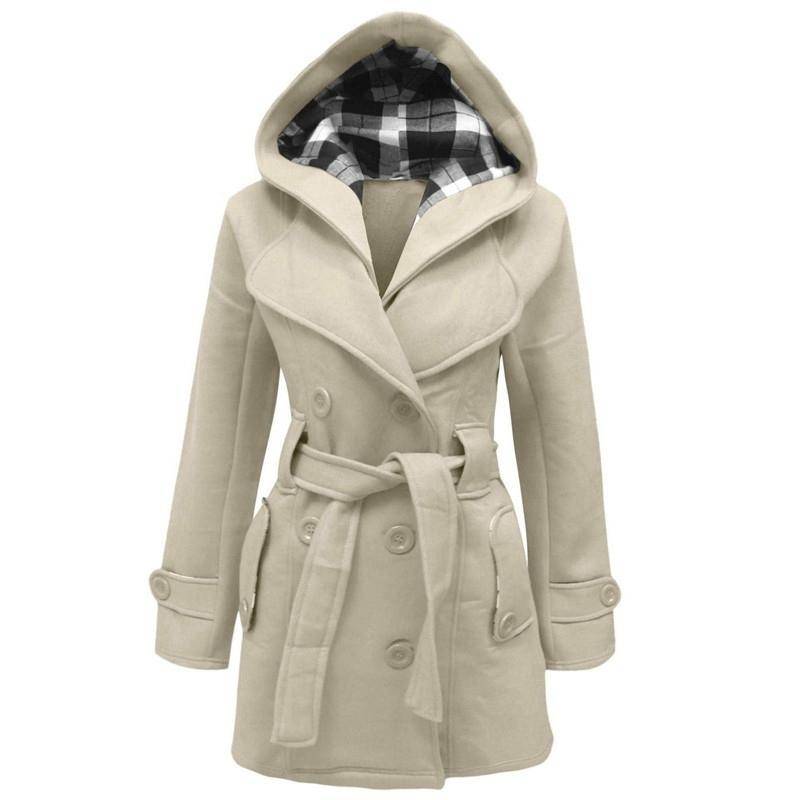Wintermantel Damen Mädchen Kapuze Bequeme warme Jacke Damen Gürtel Elegant Plus Size Langarm 3XL beige von Joom DACH