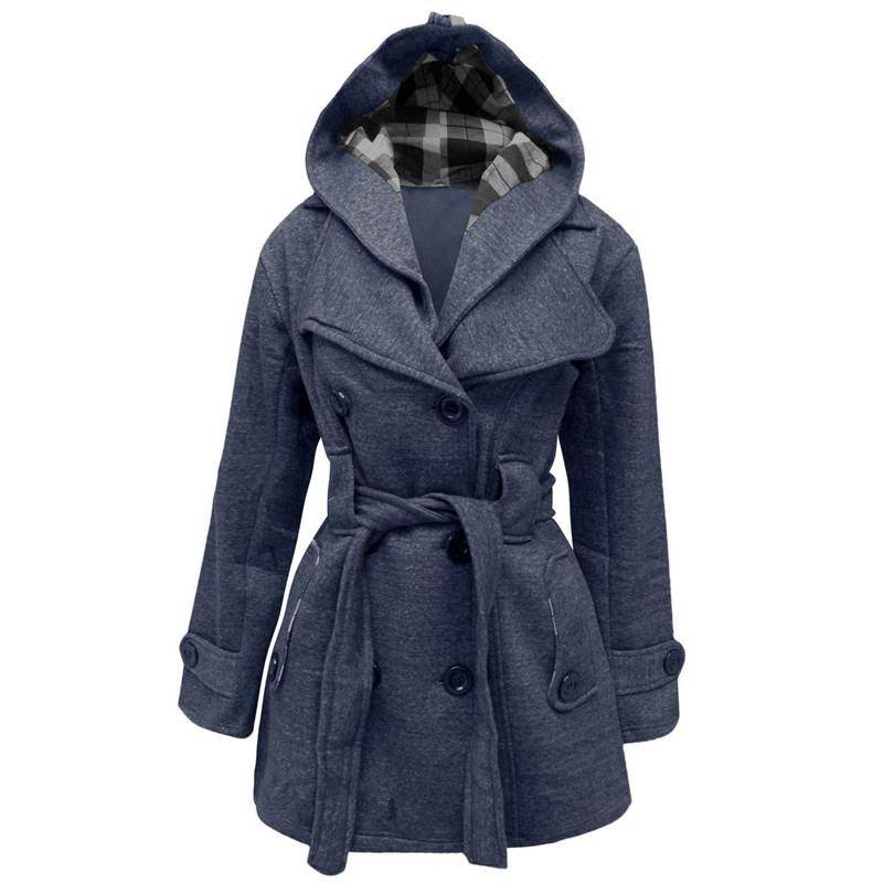 Wintermantel Damen Mädchen Kapuze Bequeme warme Jacke Damen Gürtel Elegant Plus Size Langarm M dunkelgraue von Joom DACH