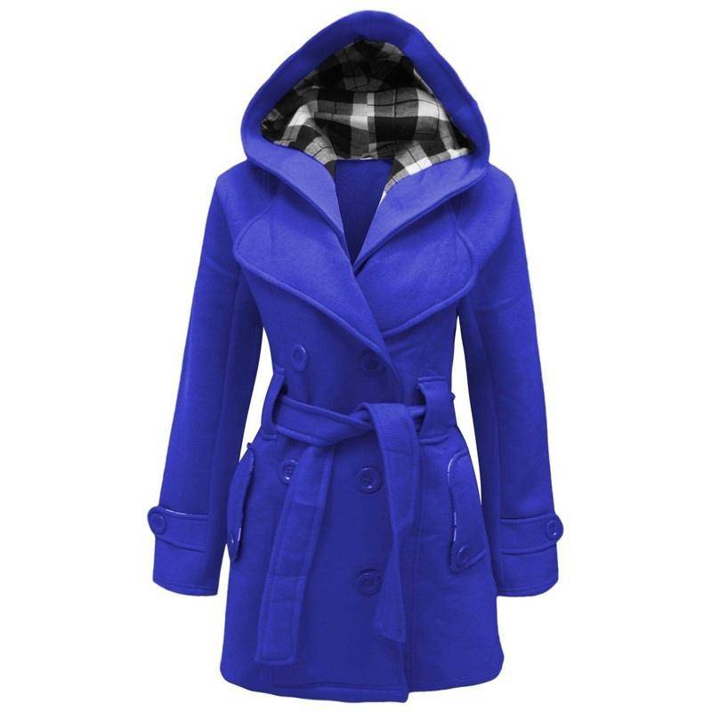 Wintermantel Damen Mädchen Kapuze Bequeme warme Jacke Damen Gürtel Elegant Plus Size Langarm XL königsblau von Joom DACH
