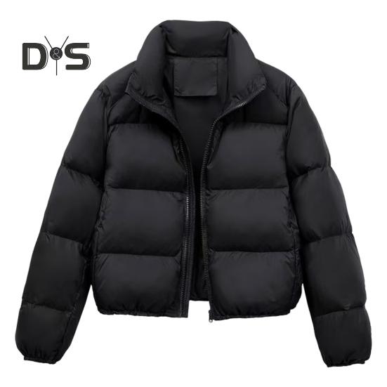 Wintermantel Damen Stehkragen Nackenschutz Reißverschluss Lange Ärmel Winddicht Wärmespeicherung Gepolsterter Daunenmantel Herren Slim Fit Outdoorjacke S schwarz von Joom DACH