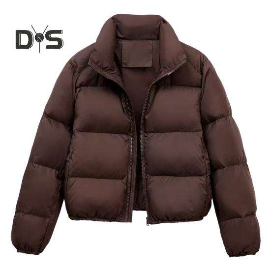 Wintermantel Damen Stehkragen Nackenschutz Reißverschluss Lange Ärmel Winddicht Wärmespeicherung Gepolsterter Daunenmantel Herren Slim Fit Outdoorjacke S kaffeebraun von Joom DACH