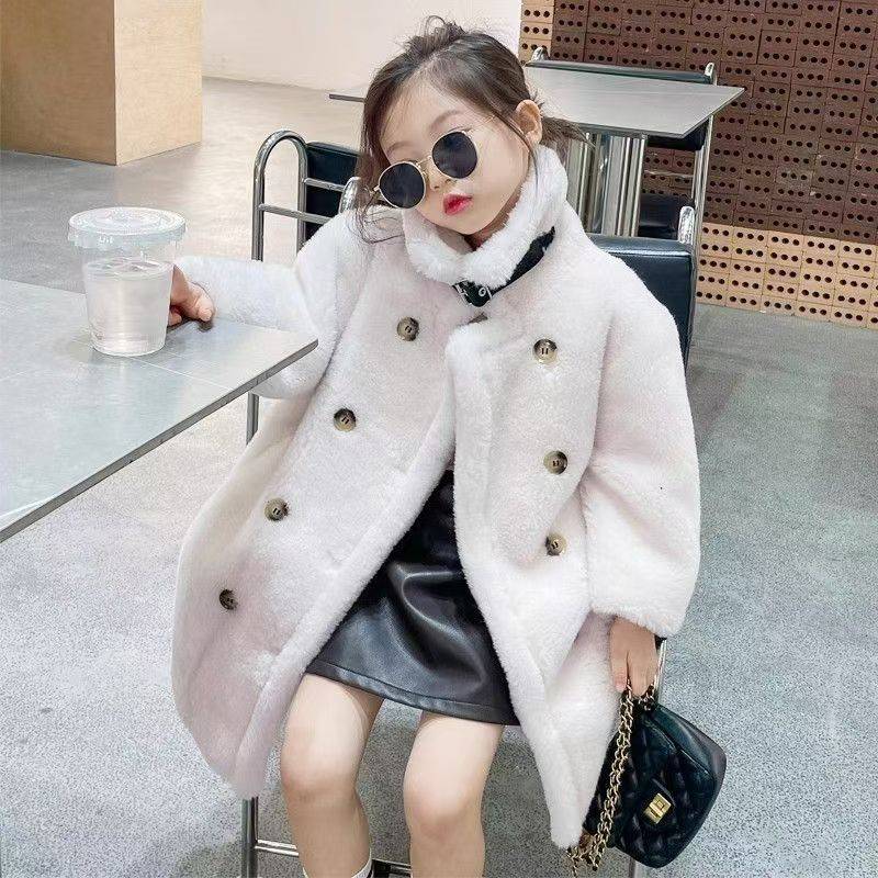 Wintermantel aus dickem Plüsch mit langem Fell und integriertem Plüsch für Mädchen 150 von Joom DACH