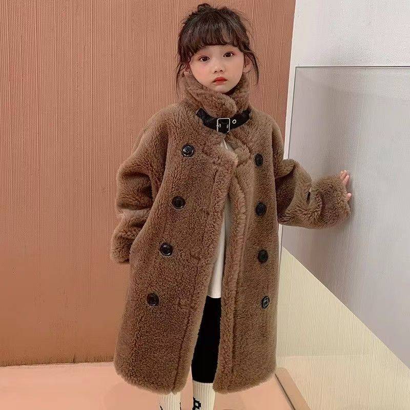 Wintermantel aus dickem Plüsch mit langem Fell und integriertem Plüsch für Mädchen 150 von Joom DACH