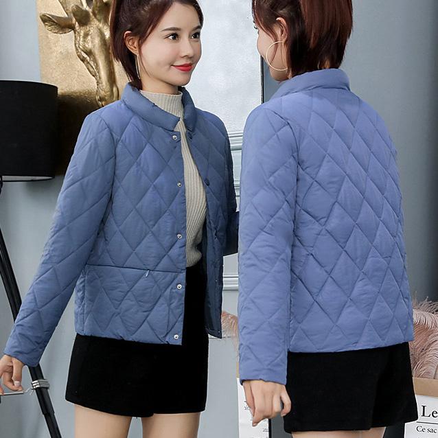 Wintermantel für Damen, schmal, kurz, leicht, mit Daunen, Baumwolle, gepolstert, für Damen 2XL blau von Joom DACH