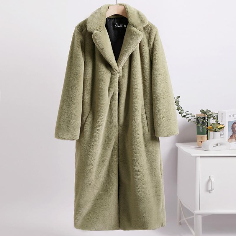 Wintermantel für Damen aus Nerzfleece, Kunstpelz, einfarbig, mittellanger Mantel, Plüschanzugkragen, Damenmantel M von Joom DACH