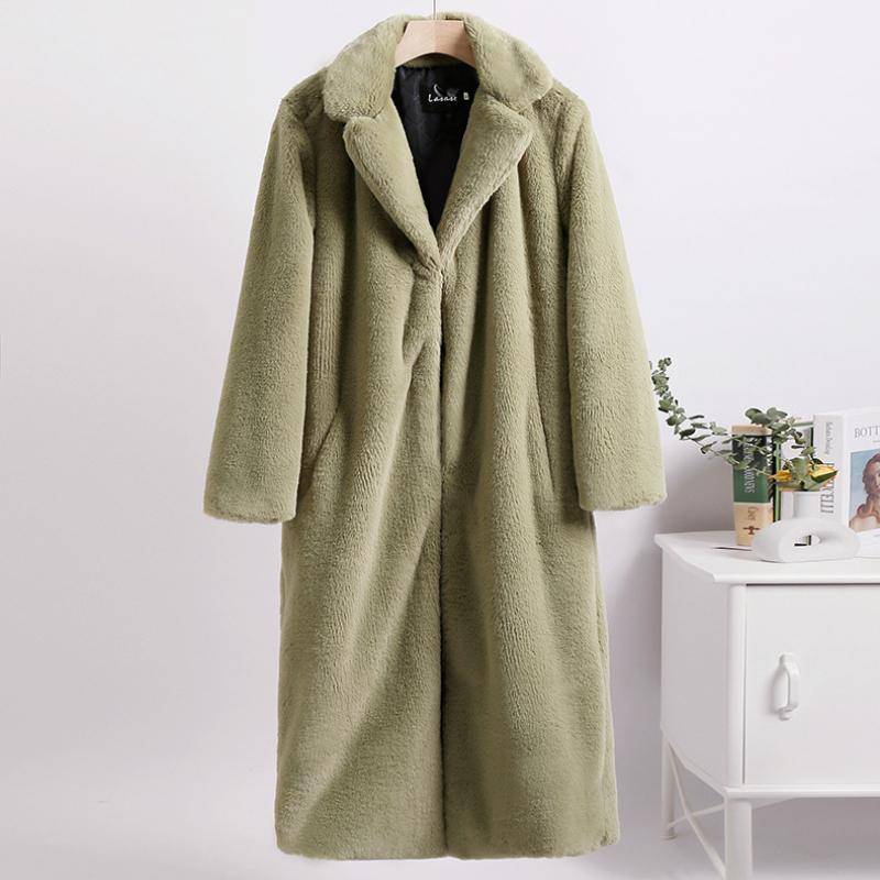 Wintermantel für Damen aus Nerzfleece, Kunstpelz, einfarbig, mittellanger Mantel, Plüschanzugkragen, Damenmantel M von Joom DACH