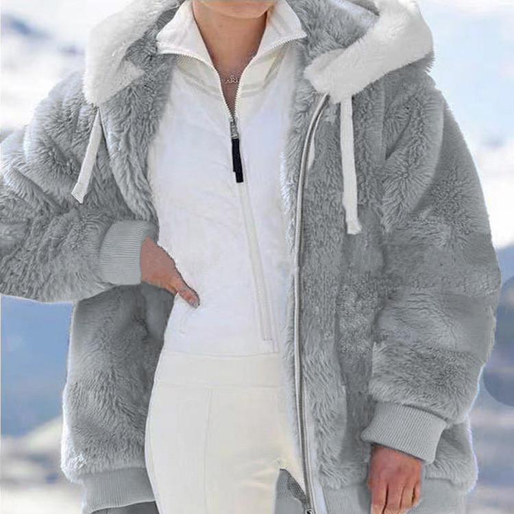 Wintermode Damenmantel Lässig Mit Kapuze Reißverschluss Damenkleidung Kaschmir Damen Fleecejacke Einfarbig Damenmäntel XXL grau Wintermode Damenmantel Lässig Mit Kapuze Reißverschluss Damenkleidung Kaschmir Damen Fleecejacke Einfarbig Damenmäntel XXL grau von Joom DACH