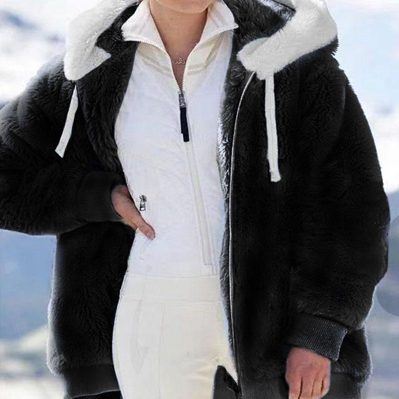 Wintermode Damenmantel Lässig Mit Kapuze Reißverschluss Damenkleidung Kaschmir Damen Fleecejacke Einfarbig Damenmäntel XXXXL von Joom DACH