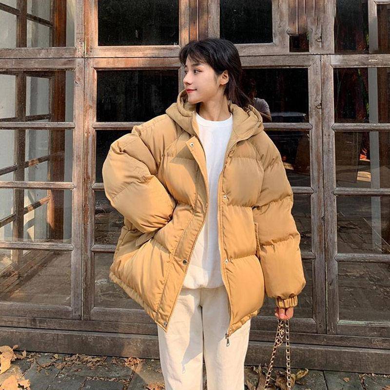 Wintermode-Trend der Daunen-Baumwolljacke, kurze Damen-Kurzjacke im koreanischen Stil, lockere, warme und bequeme Brotjacke L von Joom DACH