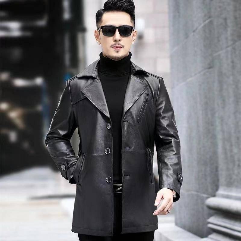 Wintermodelle Leder Lederjacke Herren Mittellanger Anzugkragen Rindsleder Windbreaker Herren Gepolsterte und verdickte Lederjacke Außen M schwarz Wintermodelle Leder Lederjacke Herren Mittellanger Anzugkragen Rindsleder Windbreaker Herren Gepolsterte und verdickte Lederjacke Außen M schwarz von Joom DACH