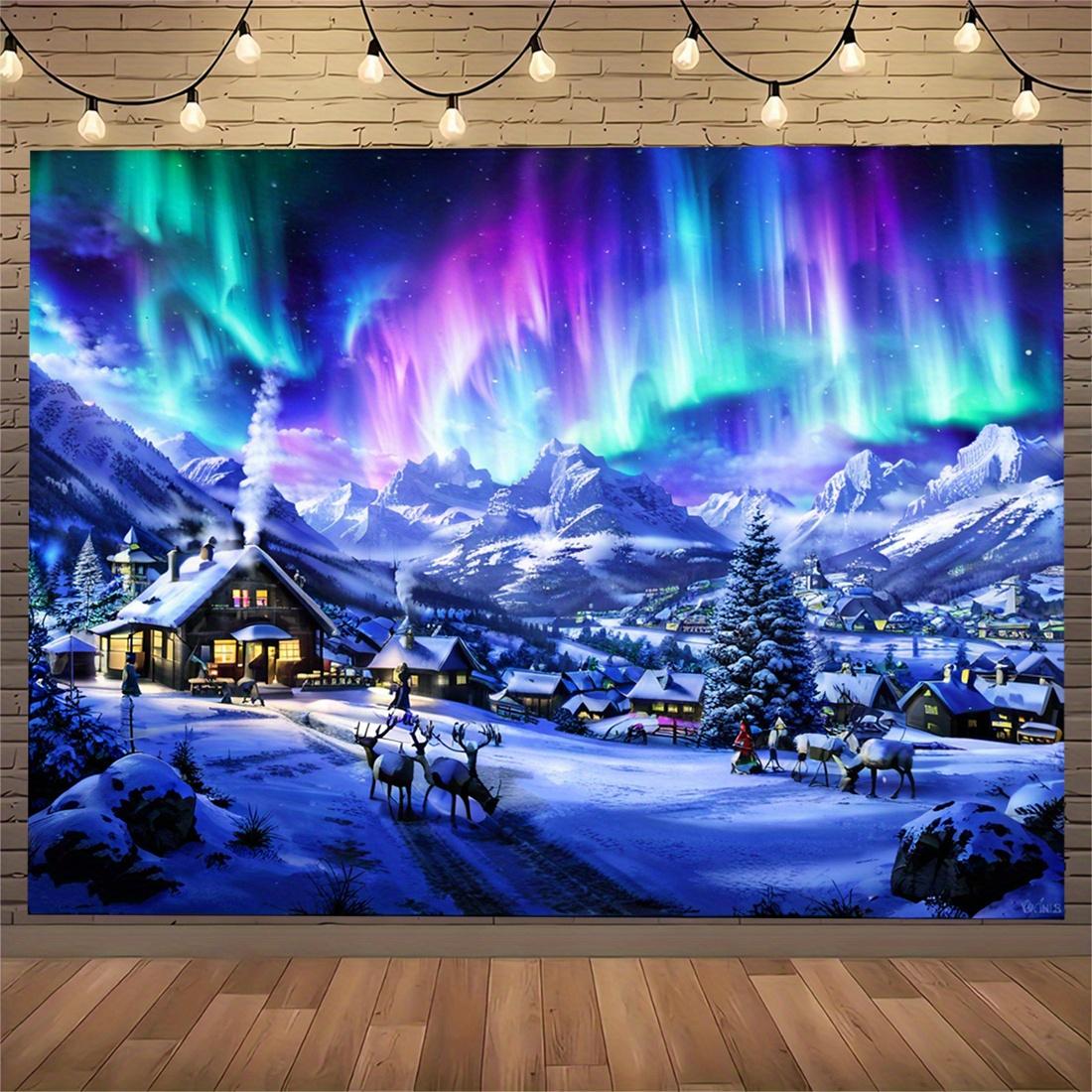 Wintermorgen Rentier Weihnachtsbaum Wandbehang Wandteppich Weihnachten Wandbehang Baum Wandbehang Wunderschöne Weihnachtsbaum Kamin Geschenke 150x100cm von Joom DACH