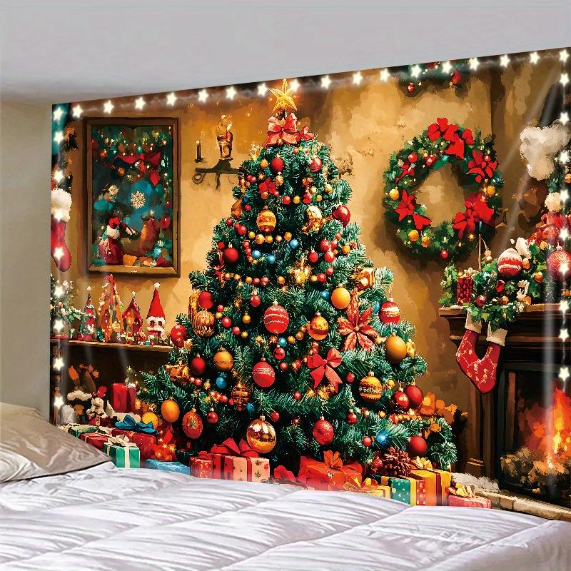 Wintermorgen Rentier Weihnachtsbaum Wandbehang Wandteppich Weihnachten Wandbehang Baum Wandbehang Wunderschöne Weihnachtsbaum Kamin Geschenke 150x100cm von Joom DACH