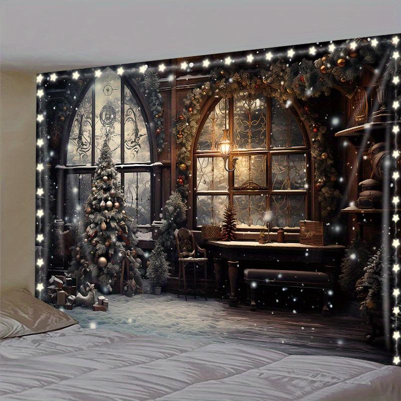 Wintermorgen Rentier Weihnachtsbaum Wandbehang Wandteppich Weihnachten Wandbehang Baum Wandbehang Wunderschöne Weihnachtsbaum Kamin Geschenke 150x130cm von Joom DACH