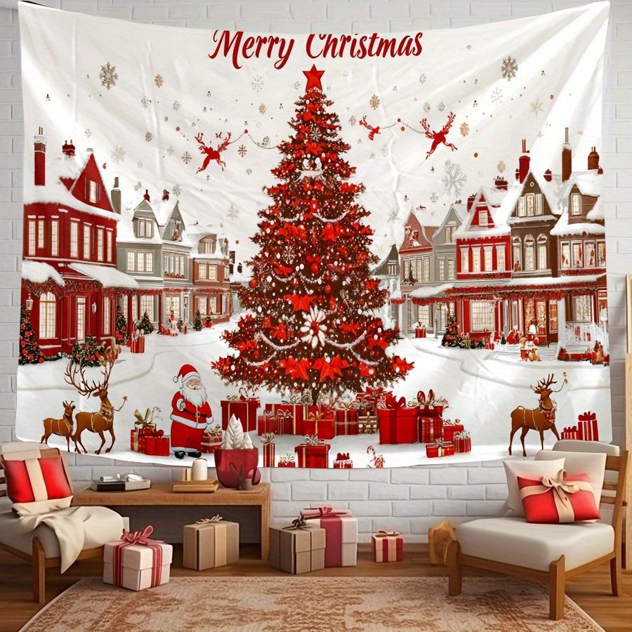 Wintermorgen Rentier Weihnachtsbaum Wandbehang Wandteppich Weihnachten Wandbehang Baum Wandbehang Wunderschöne Weihnachtsbaum Kamin Geschenke 150x150cm von Joom DACH