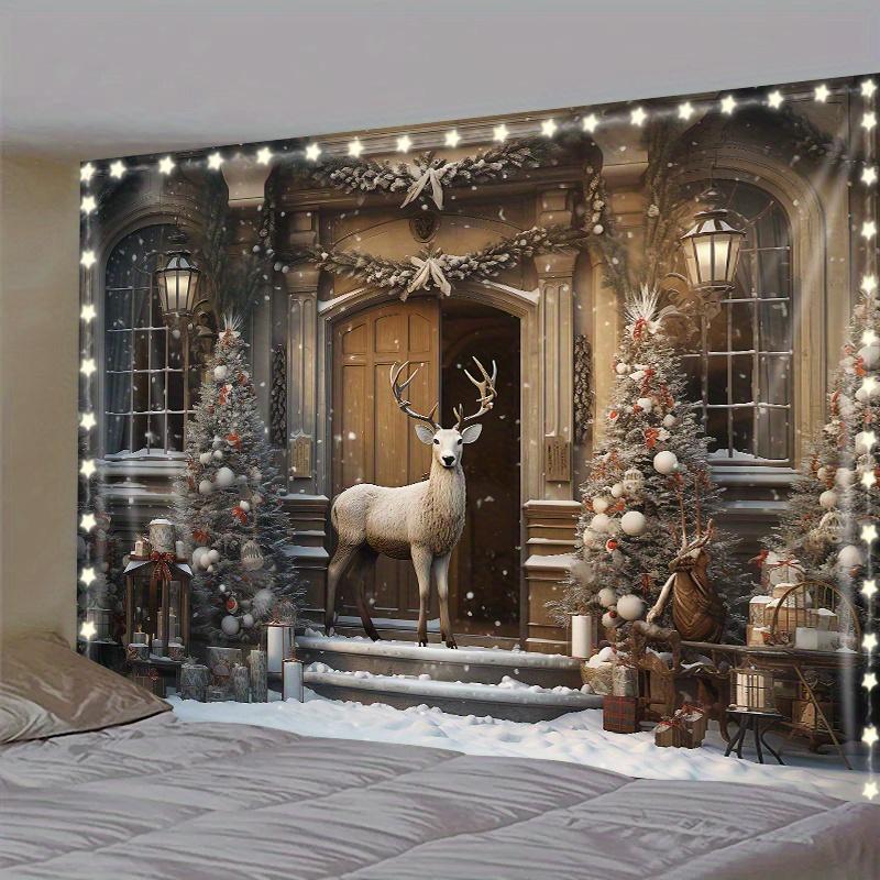 Wintermorgen Rentier Weihnachtsbaum Wandbehang Wandteppich Weihnachten Wandbehang Baum Wandbehang Wunderschöne Weihnachtsbaum Kamin Geschenke 230x150cm von Joom DACH