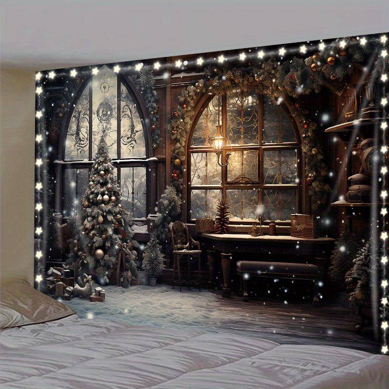 Wintermorgen Rentier Weihnachtsbaum Wandbehang Wandteppich Weihnachten Wandbehang Baum Wandbehang Wunderschöne Weihnachtsbaum Kamin Geschenke 230x150cm von Joom DACH