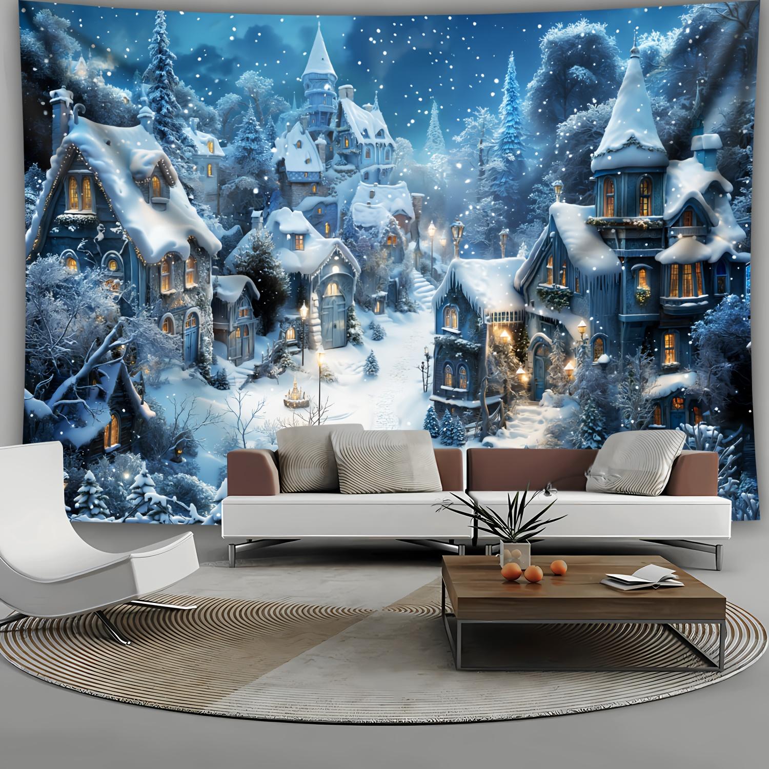 Wintermorgen Rentier Weihnachtsbaum Wandbehang Wandteppich Weihnachten Wandbehang Baum Wandbehang Wunderschöne Weihnachtsbaum Kamin Geschenke 230x150cm von Joom DACH