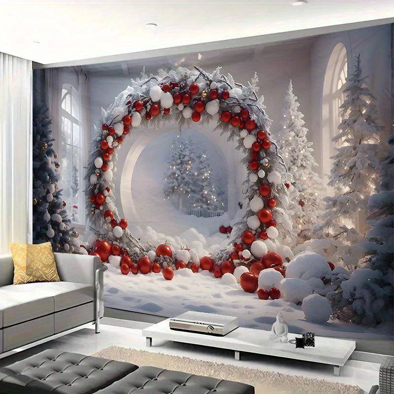 Wintermorgen Rentier Weihnachtsbaum Wandbehang Wandteppich Weihnachten Wandbehang Baum Wandbehang Wunderschöne Weihnachtsbaum Kamin Geschenke 230x180cm von Joom DACH