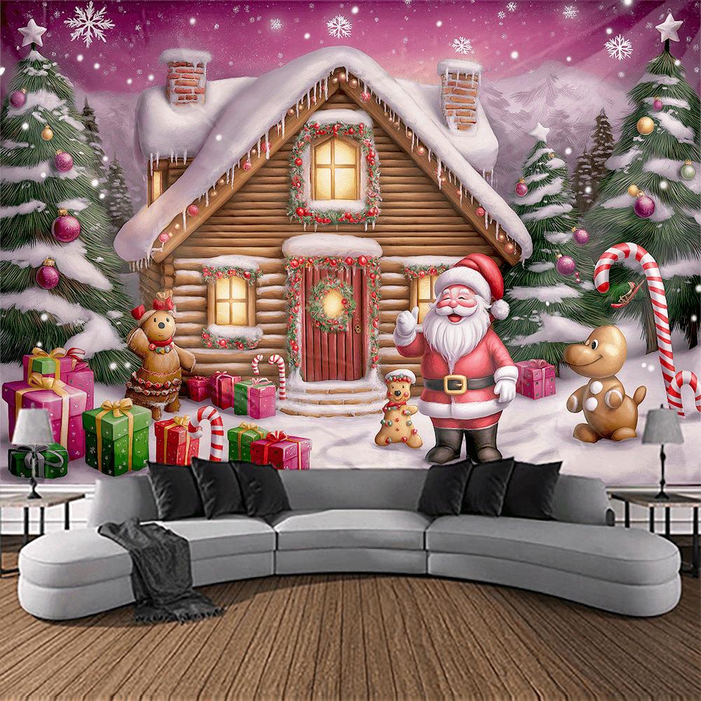 Wintermorgen Rentier Weihnachtsbaum Wandbehang Wandteppich Weihnachten Wandbehang Baum Wandbehang Wunderschöne Weihnachtsbaum Kamin Geschenke 230x180cm von Joom DACH