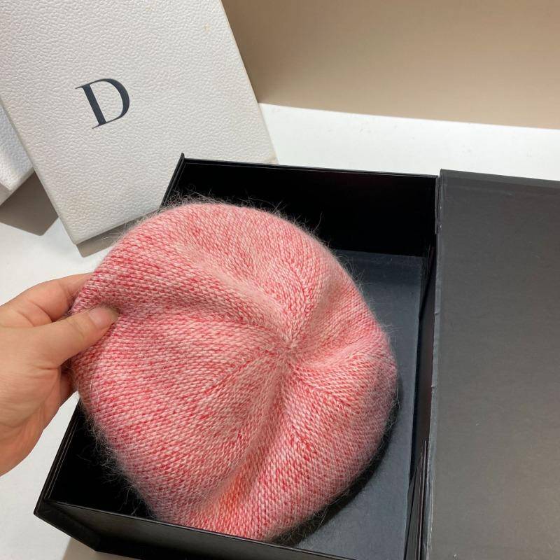 Wintermütze aus Angora-Kaninchenfell, für Damen, gestrickt, modisch, Buchstabe M, Wollmütze, warme Mütze für Damen, Malermütze für Mädchen One Size rot von Joom DACH